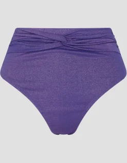 Eve Shimmer High Waisted Bikini Bottom Blue