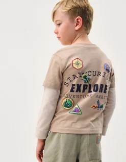 Explore Graphic Long Sleeve T-Shirt Camel