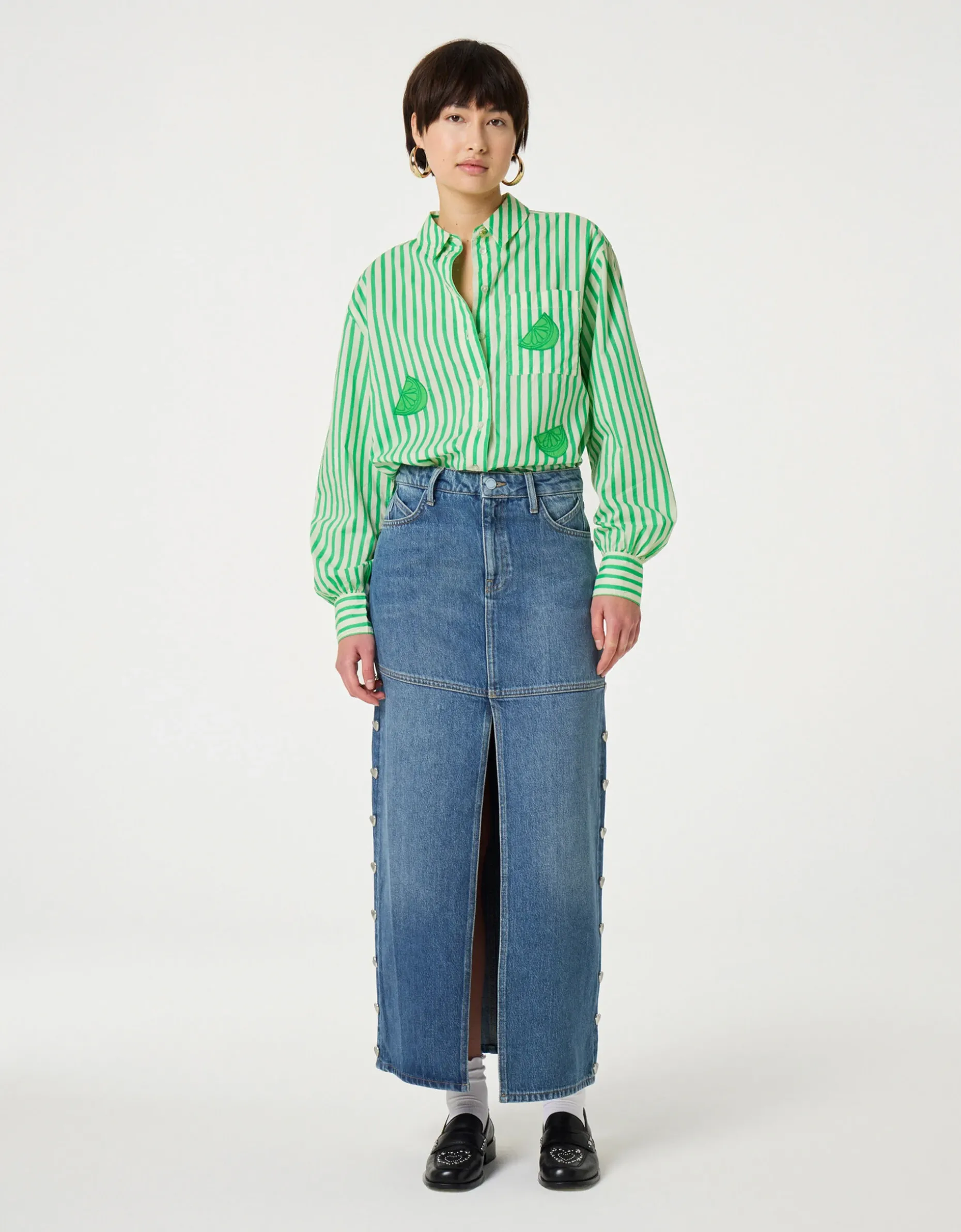 Fabienne Chapot Alex Lime Stripe Shirt Green