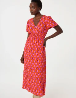 Fabienne Chapot Bonna Strawberry Print Midi Dress Orange