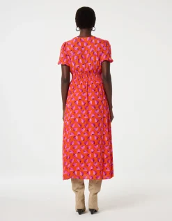 Fabienne Chapot Bonna Strawberry Print Midi Dress Orange