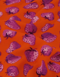 Fabienne Chapot Bonna Strawberry Print Midi Dress Orange