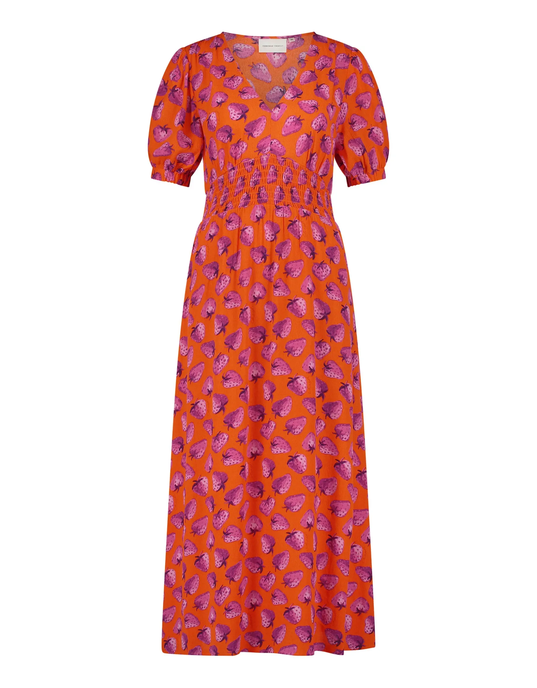Fabienne Chapot Bonna Strawberry Print Midi Dress Orange