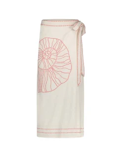 Fabienne Chapot Sine Shell Embroidered Wrap Skirt Ivory