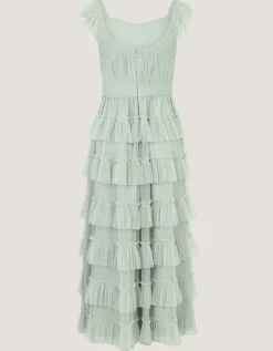 Faith Tulle Ruffle Prom Dress Green