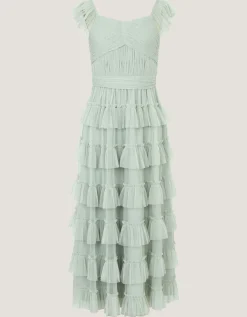 Faith Tulle Ruffle Prom Dress Green
