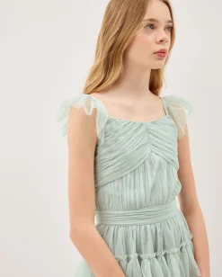 Faith Tulle Ruffle Prom Dress Green