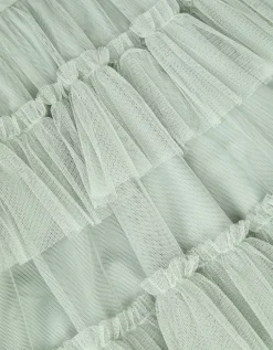 Faith Tulle Ruffle Prom Dress Green