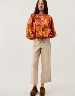 Fallon Floral Print Blouse Orange
