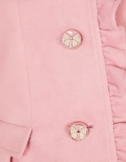 Faux Fur Collar Frill Coat Pink