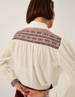 Felicity Embroidered Cotton Shirt White