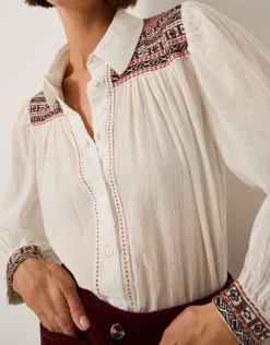 Felicity Embroidered Cotton Shirt White
