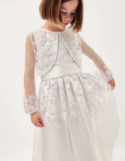 Felicity Embroidered Mesh Cardigan White