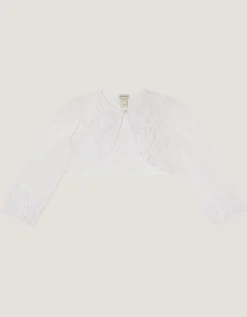 Felicity Embroidered Mesh Cardigan White