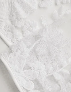 Felicity Embroidered Mesh Cardigan White