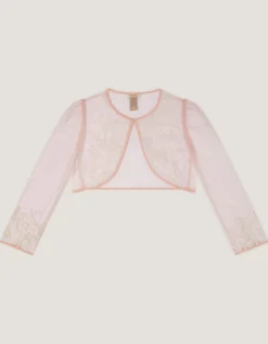 Felicity Embroidered Mesh Cardigan Pink