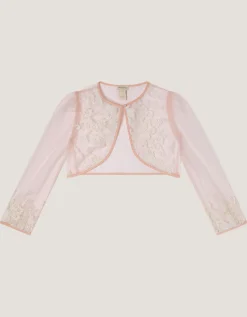 Felicity Embroidered Mesh Cardigan Pink