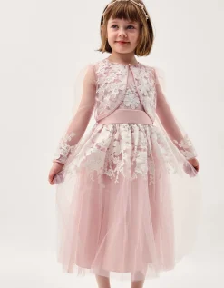 Felicity Embroidered Mesh Cardigan Pink
