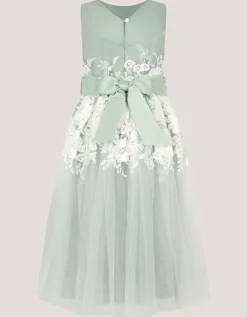 Felicity Floral Embroidered Mesh Dress Green