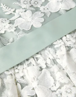 Felicity Floral Embroidered Mesh Dress Green