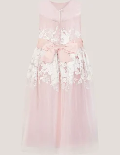 Felicity Floral Embroidered Mesh Dress Pink