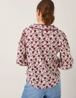 Felipa Floral Print Jersey Top Ivory