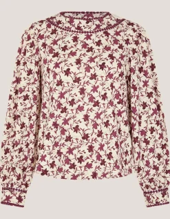 Felipa Floral Print Jersey Top Ivory