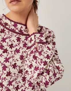 Felipa Floral Print Jersey Top Ivory