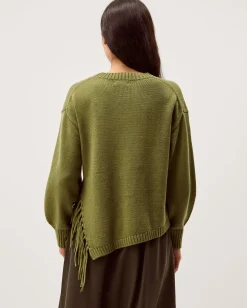 Fey Asymmetrical Fringe Jumper Green