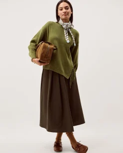 Fey Asymmetrical Fringe Jumper Green