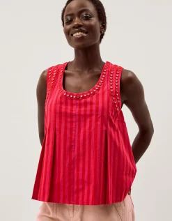 Fifi Sleeveless Stripe Top Pink