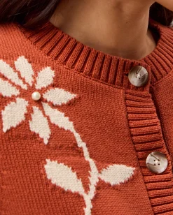 Fiona Floral Embroidered Cardigan Orange