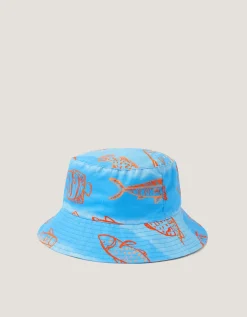 Fish Print Bucket Hat Blue