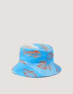 Fish Print Bucket Hat Blue