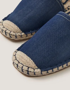 Fliss Stripe Chambray Espadrille Flats Blue