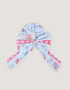 Floral Broderie Long Sleeve Dress & Hair Scrunchie Blue