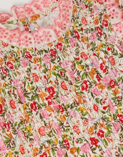 Floral Broderie Smocked Jersey Dress Multi