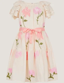 Floral Embellished Lace Dress Ivory