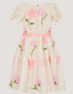 Floral Embellished Lace Dress Ivory