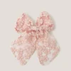 Floral Embroidered Bow Hair Clip