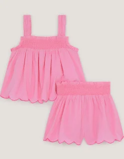 Floral Embroidered Cami Top & Shorts Set Pink