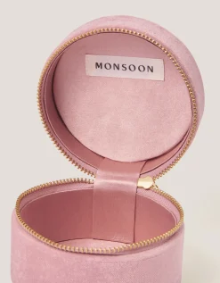 Floral Embroidered Initial Jewellery Box Pink