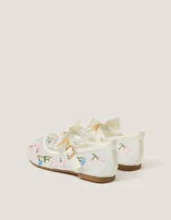 Floral Embroidered Mesh Ballet Flats Multi