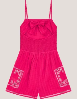 Floral Embroidered Playsuit Pink