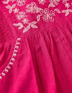 Floral Embroidered Playsuit Pink