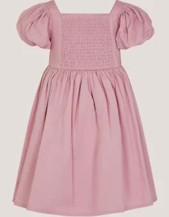 Floral Embroidered Puff Sleeve Dress Purple