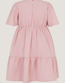 Floral Embroidered Smocked Dress Pink