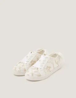 Floral Embroidered Trainers Ivory