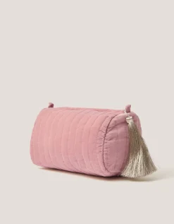 Floral Initial Quilted Beauty Bag Pink