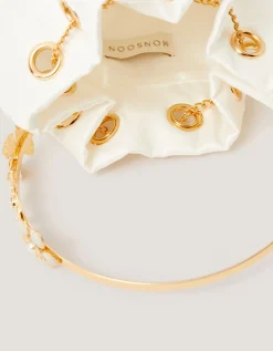 Floral Metal Handle Bag Ivory
